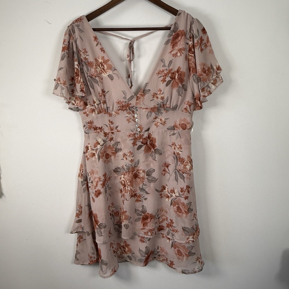 NWT Altar'd state‎ Dress Short Women's Large Floral Whimsical Fairycore Mauve